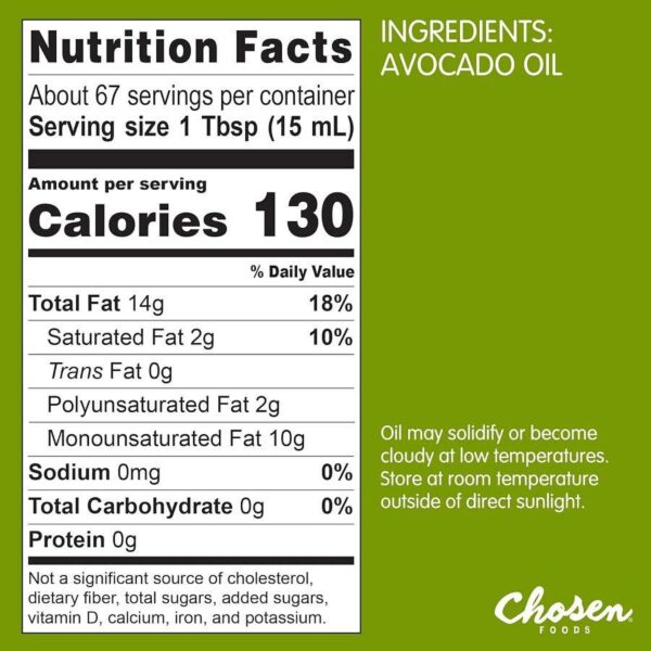 Chosen Foods Pure Avocado Oil 33.8 fl. oz. - Image 4