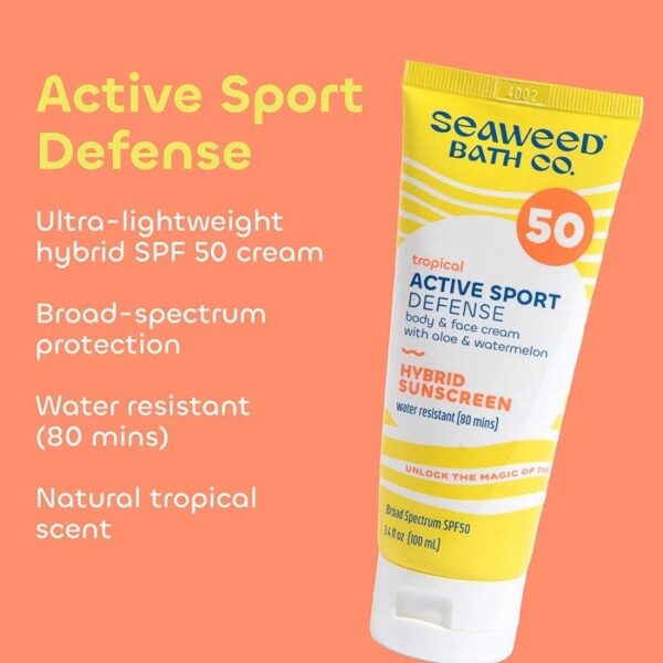 Seaweed Bath Co. Tropical Active Sport Defense Hybrid Sunscreen SPF 50 3.4 fl. oz - Image 3